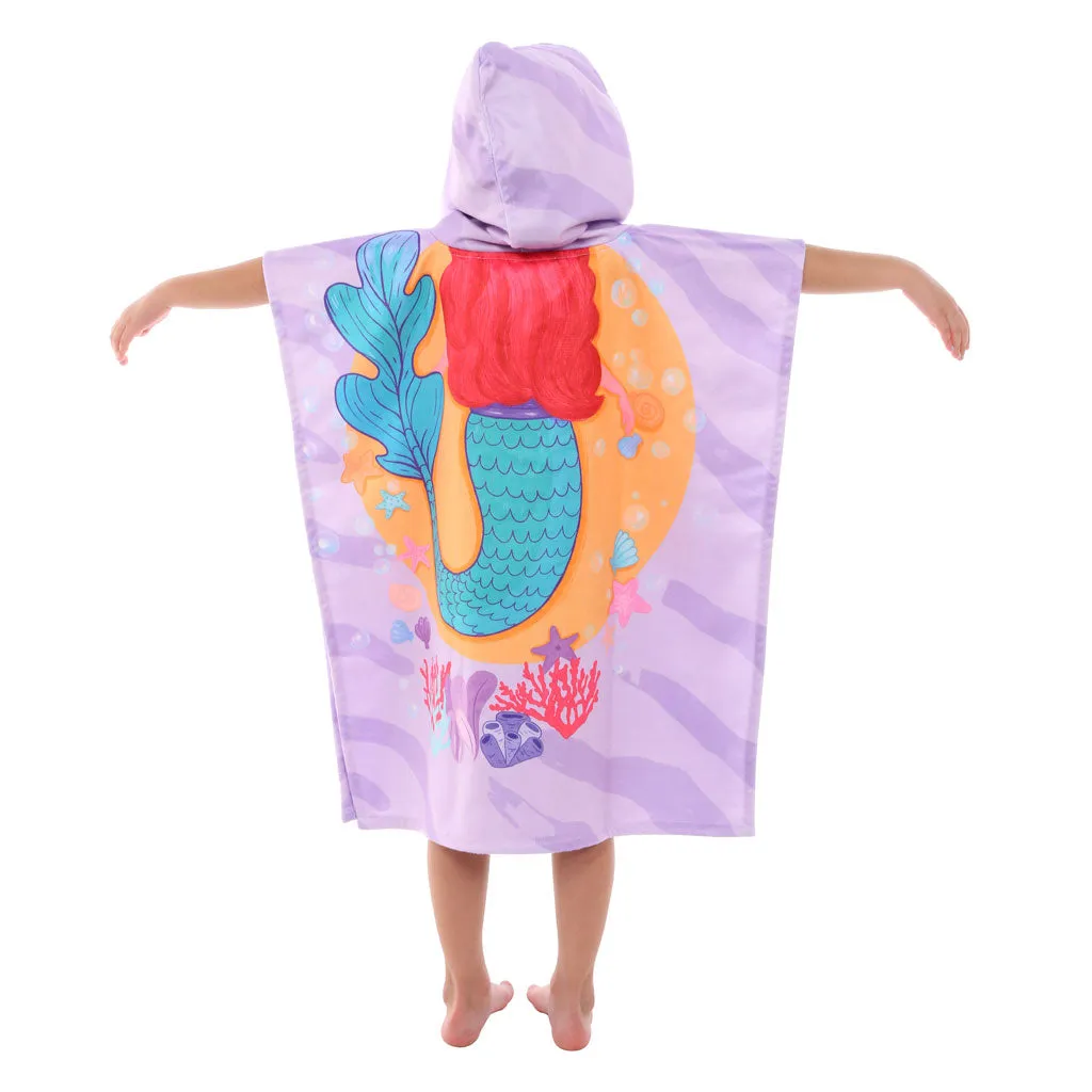 Mermaid Printed Kids Ponchos