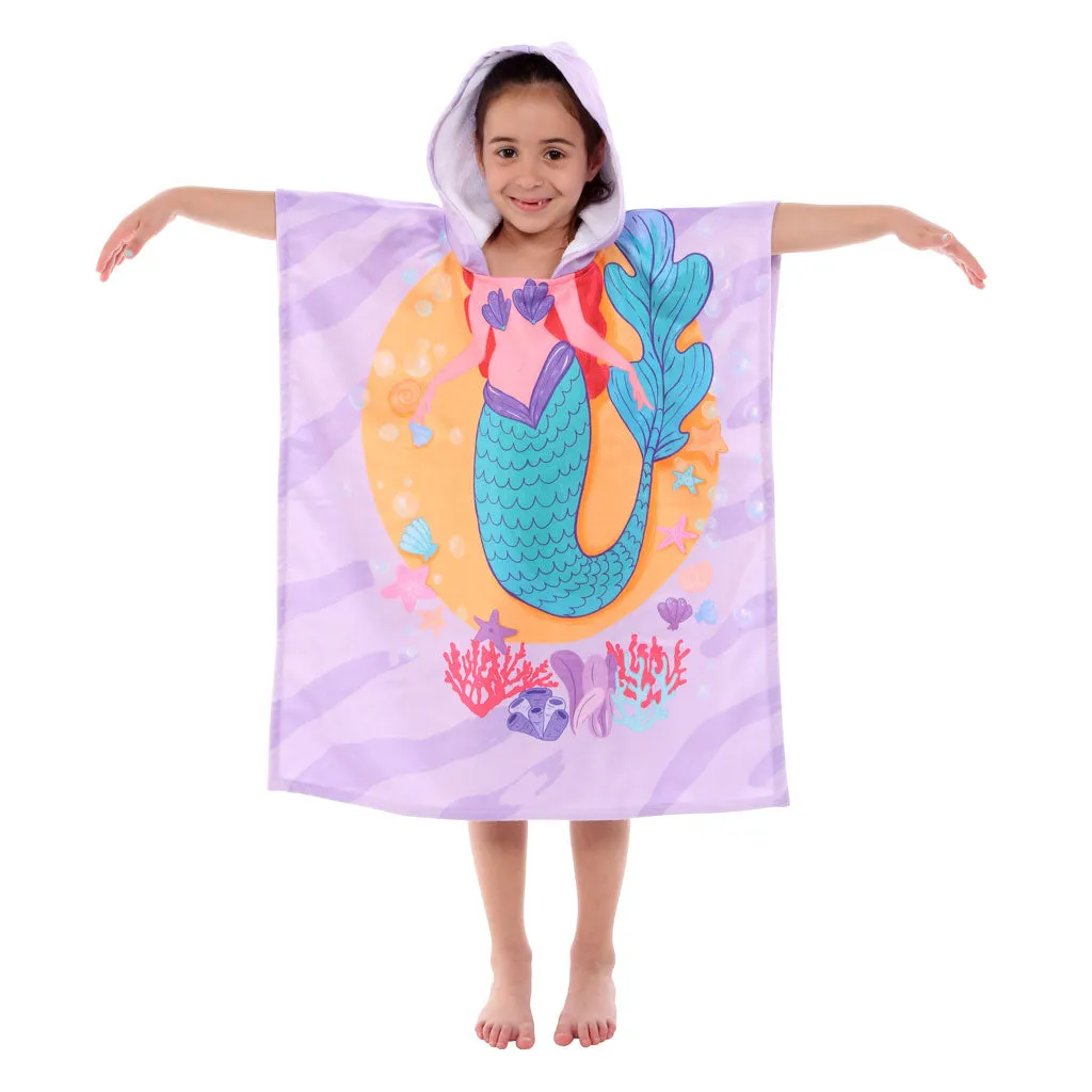 Mermaid Printed Kids Ponchos