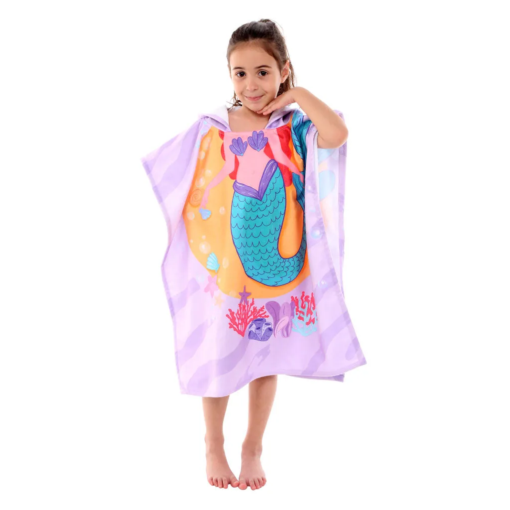 Mermaid Printed Kids Ponchos