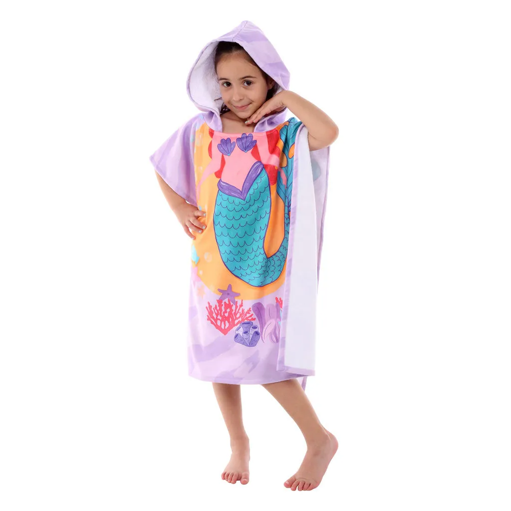 Mermaid Printed Kids Ponchos