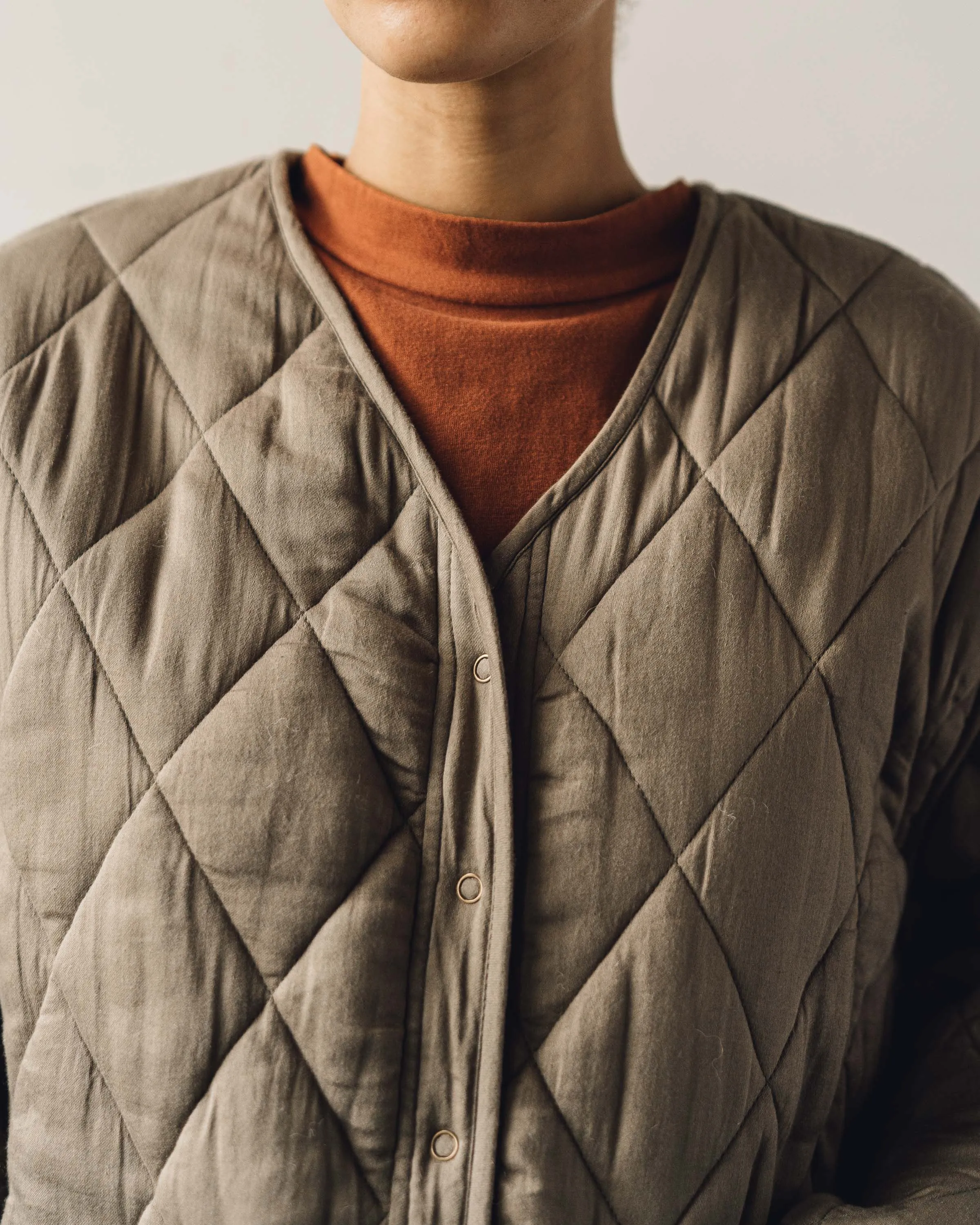 Micaela Greg Long Quilt Jacket, Dusty Olive
