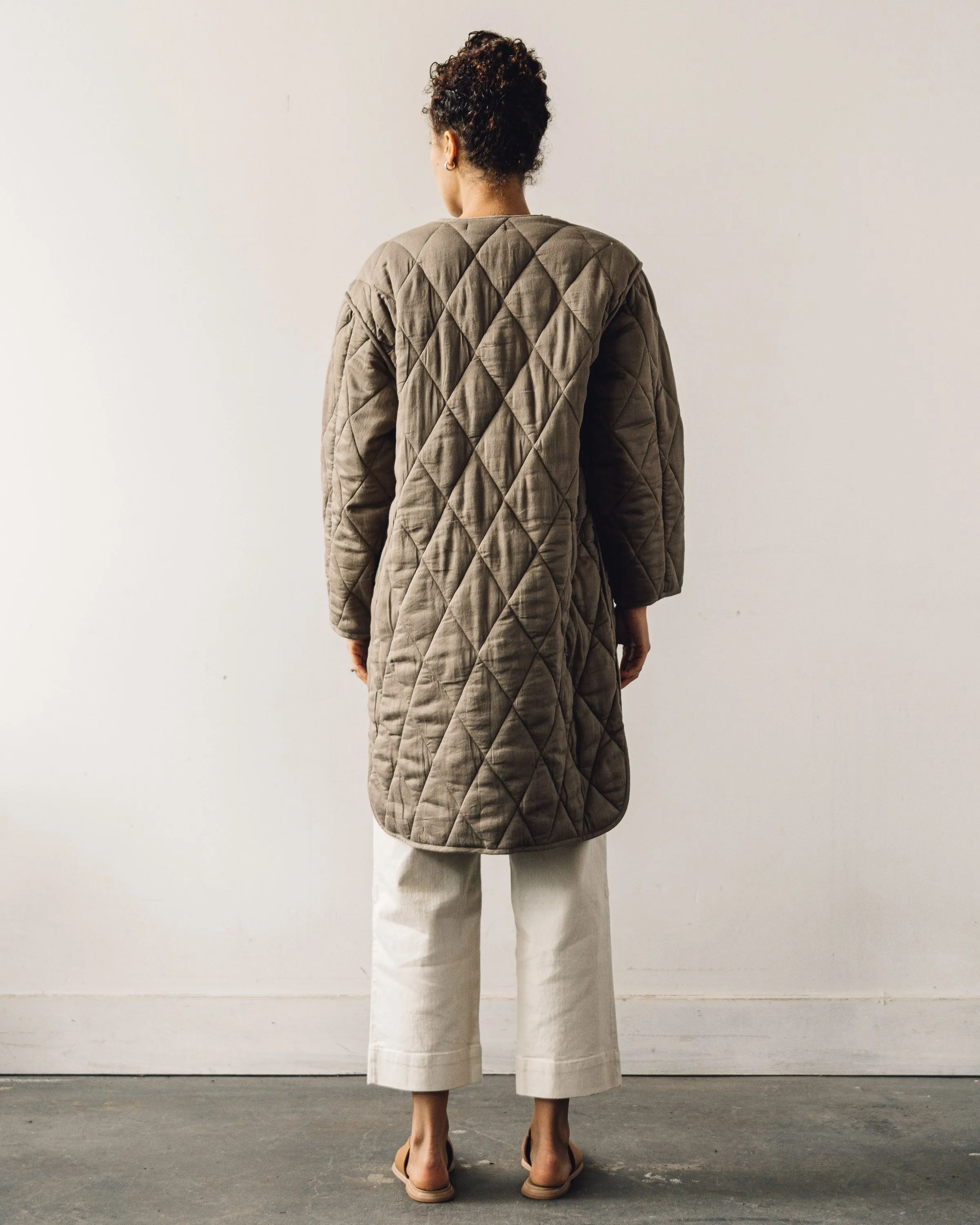 Micaela Greg Long Quilt Jacket, Dusty Olive