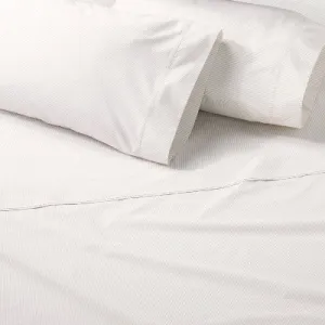 New - 4pc Queen Cotton Percale Microstripe Sheet Set Pebble/Sour Cream - Hearth & Hand with Magnolia