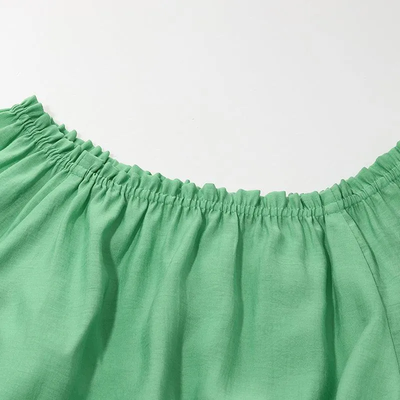 One-neck Puff Sleeve Short Tops