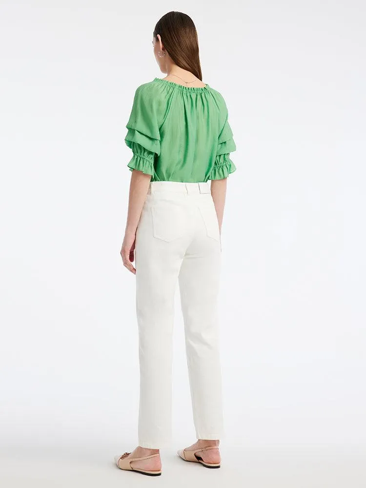 One-neck Puff Sleeve Short Tops