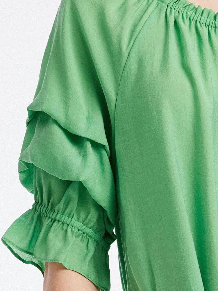 One-neck Puff Sleeve Short Tops