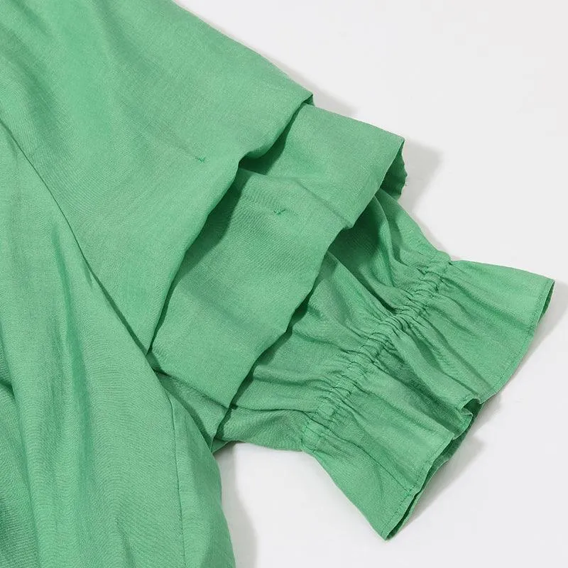 One-neck Puff Sleeve Short Tops