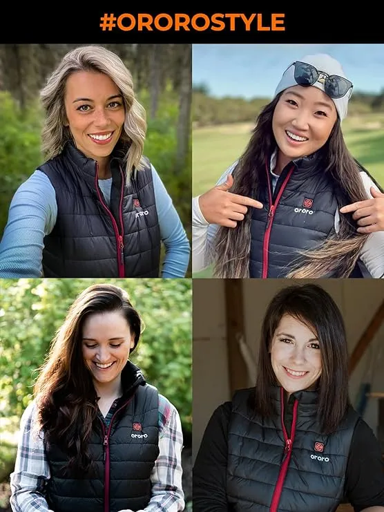 ORORO Women's Lightweight Heated Vest with Battery Pack