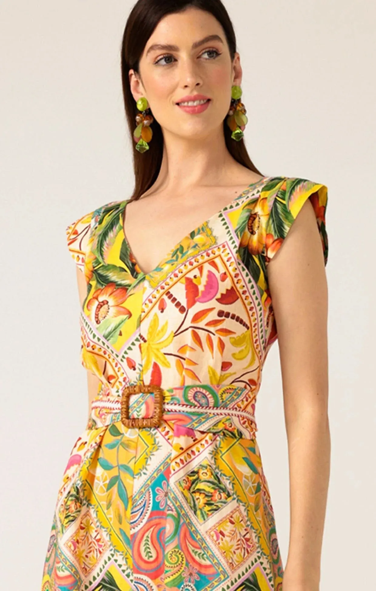 Paisley Tile Print Linen Jumpsuit