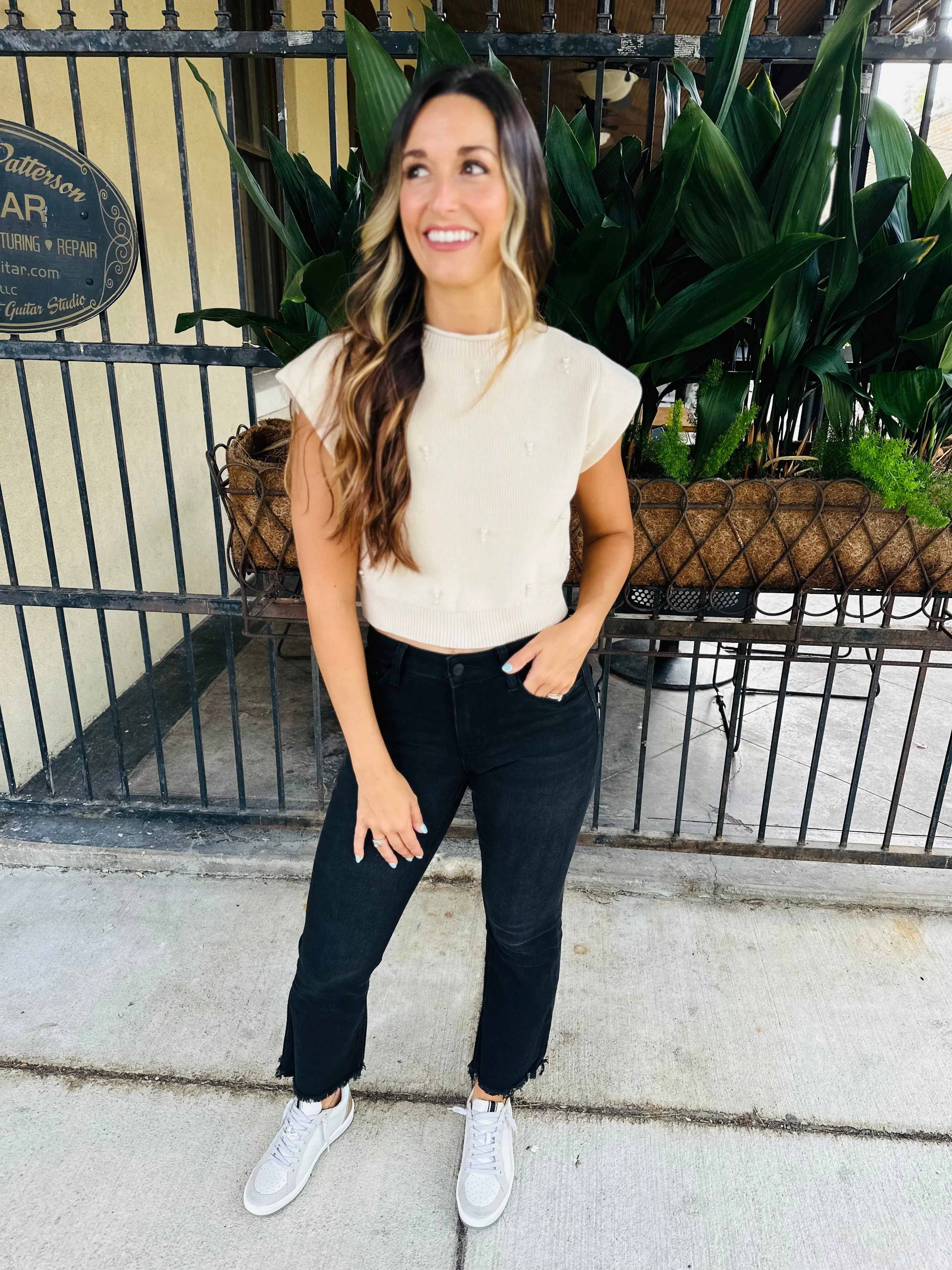 Pearl Sweater Top- Lt Taupe