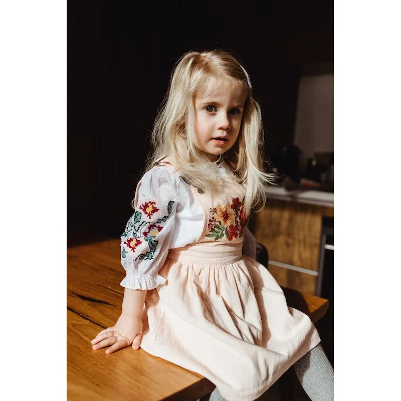 Peggy Zen pinafore in pale pink