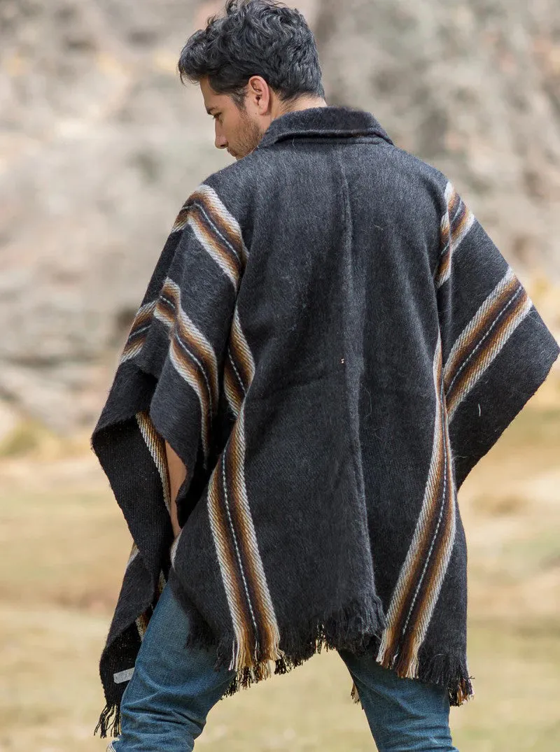 Polo Neck Alpaca Poncho For Men