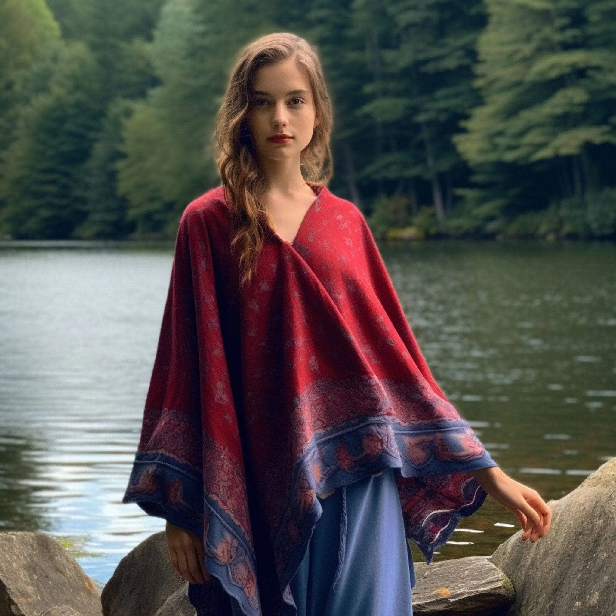 Recycled Sari Hooded Poncho
