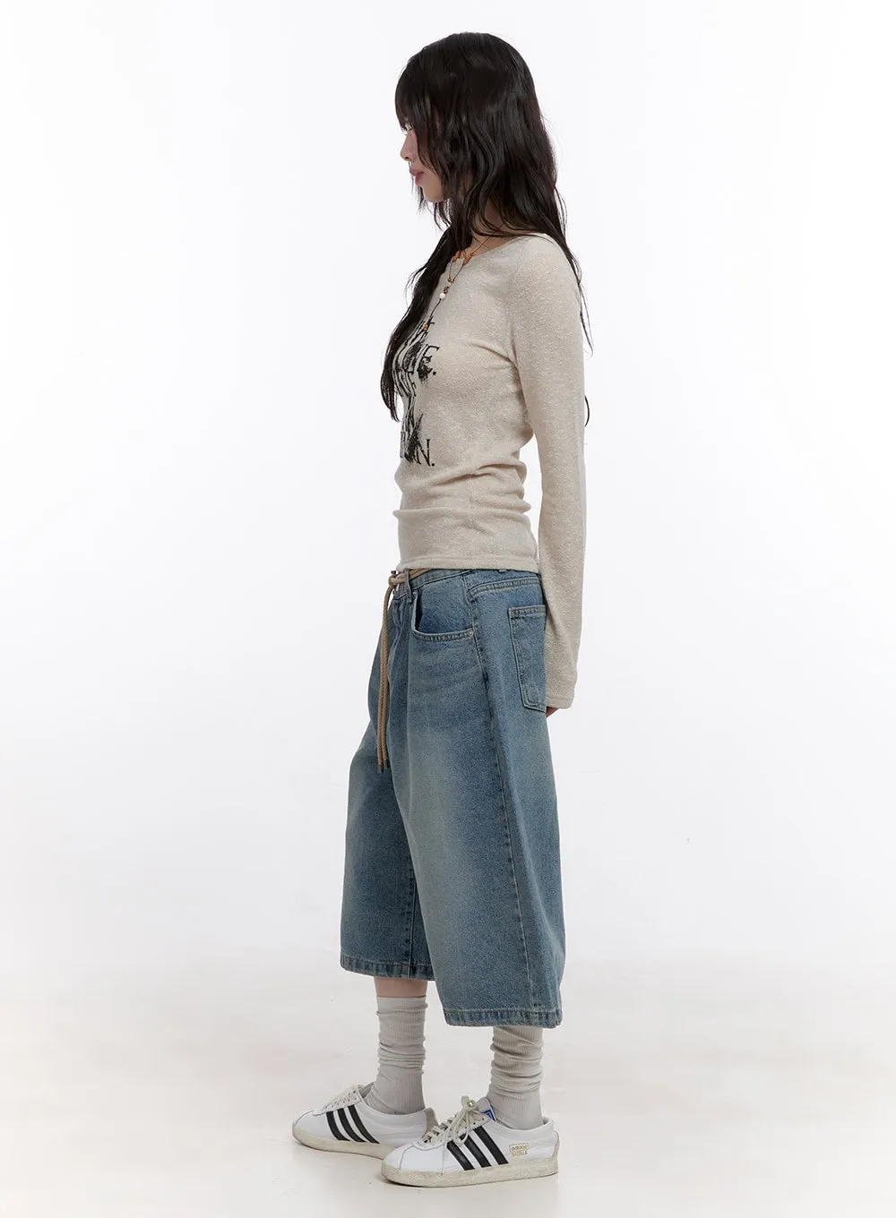 Relaxed-Fit Bermuda Denim Pants CF512