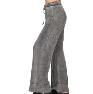 Soft Mineral Washed Relaxed Fit Pants - Clearance Final Sale