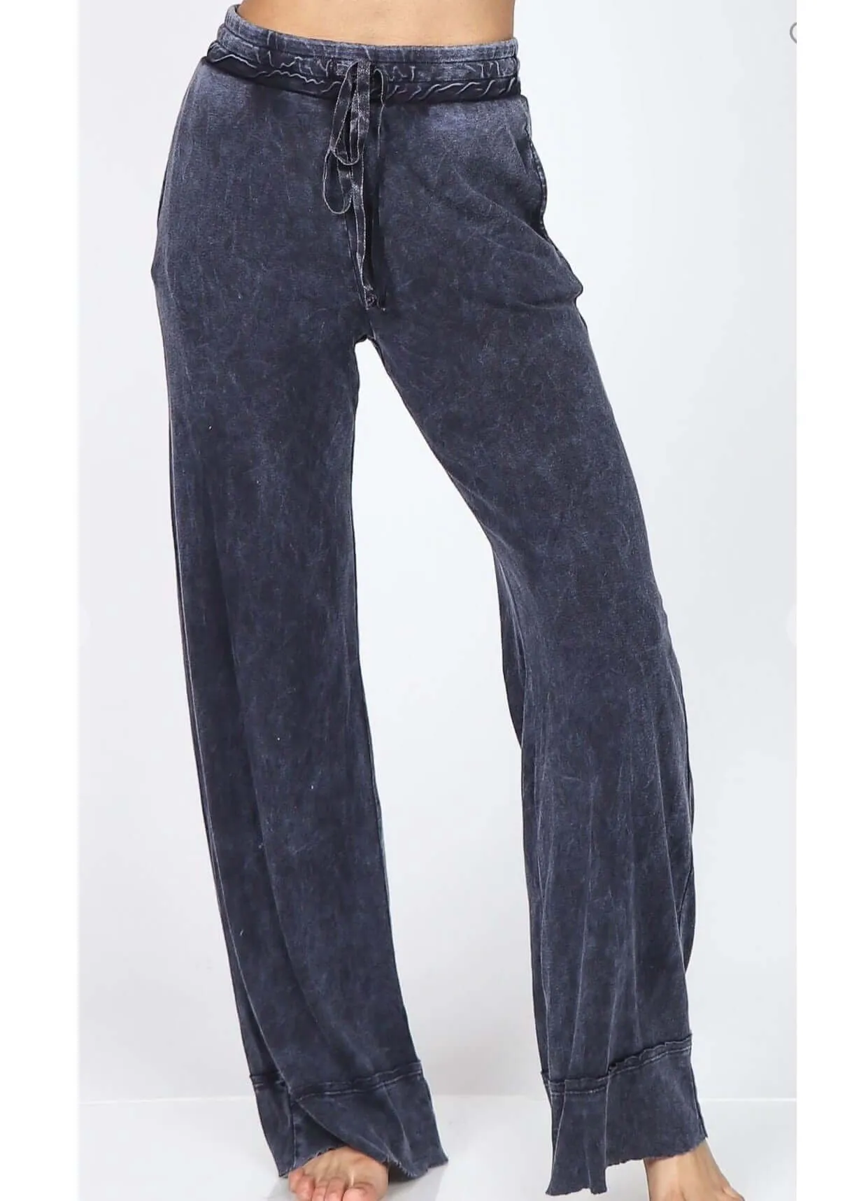 Soft Mineral Washed Relaxed Fit Pants - Clearance Final Sale