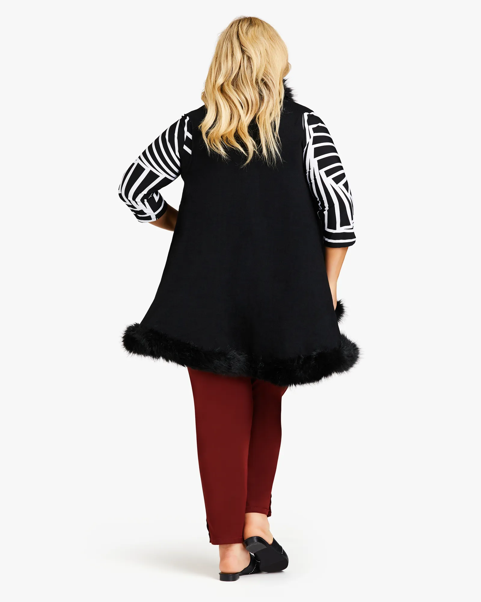 Solana Faux-Fur Trime Cape | Black