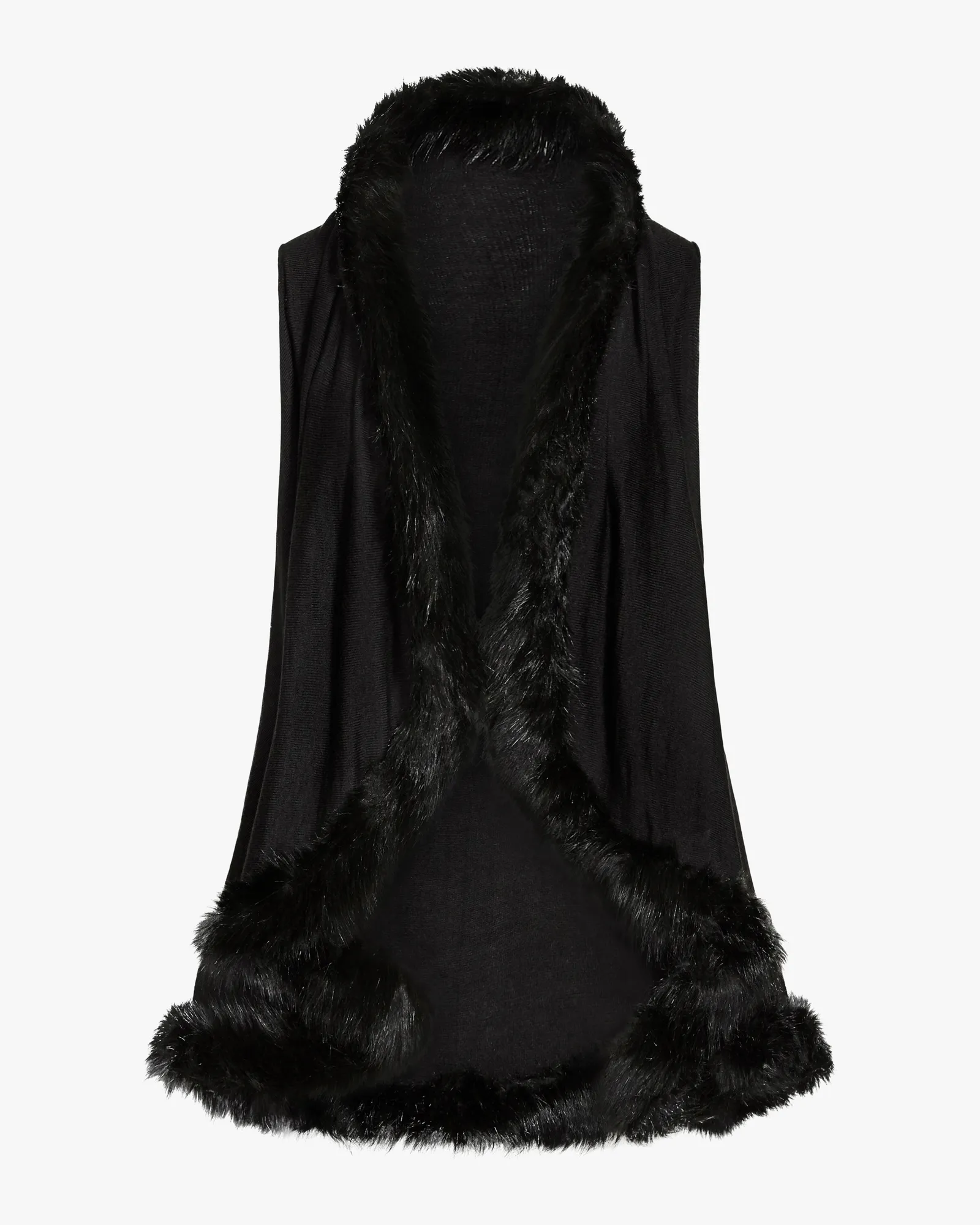 Solana Faux-Fur Trime Cape | Black