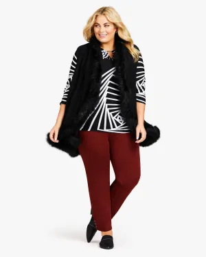 Solana Faux-Fur Trime Cape | Black