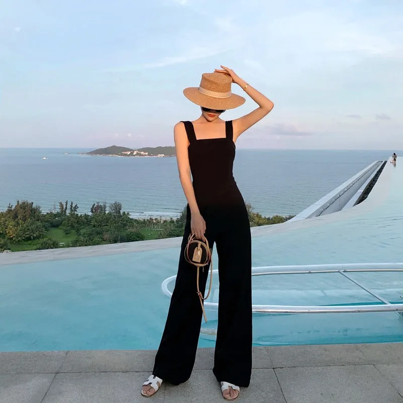 Summer Streetwear Jumpsuit Backless Fitness Beach Wear Party Sexy Rompers Overalls