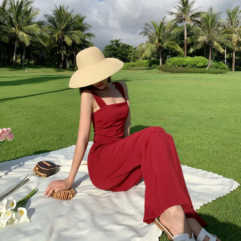 Summer Streetwear Jumpsuit Backless Fitness Beach Wear Party Sexy Rompers Overalls