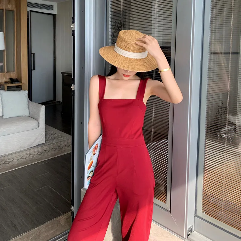 Summer Streetwear Jumpsuit Backless Fitness Beach Wear Party Sexy Rompers Overalls