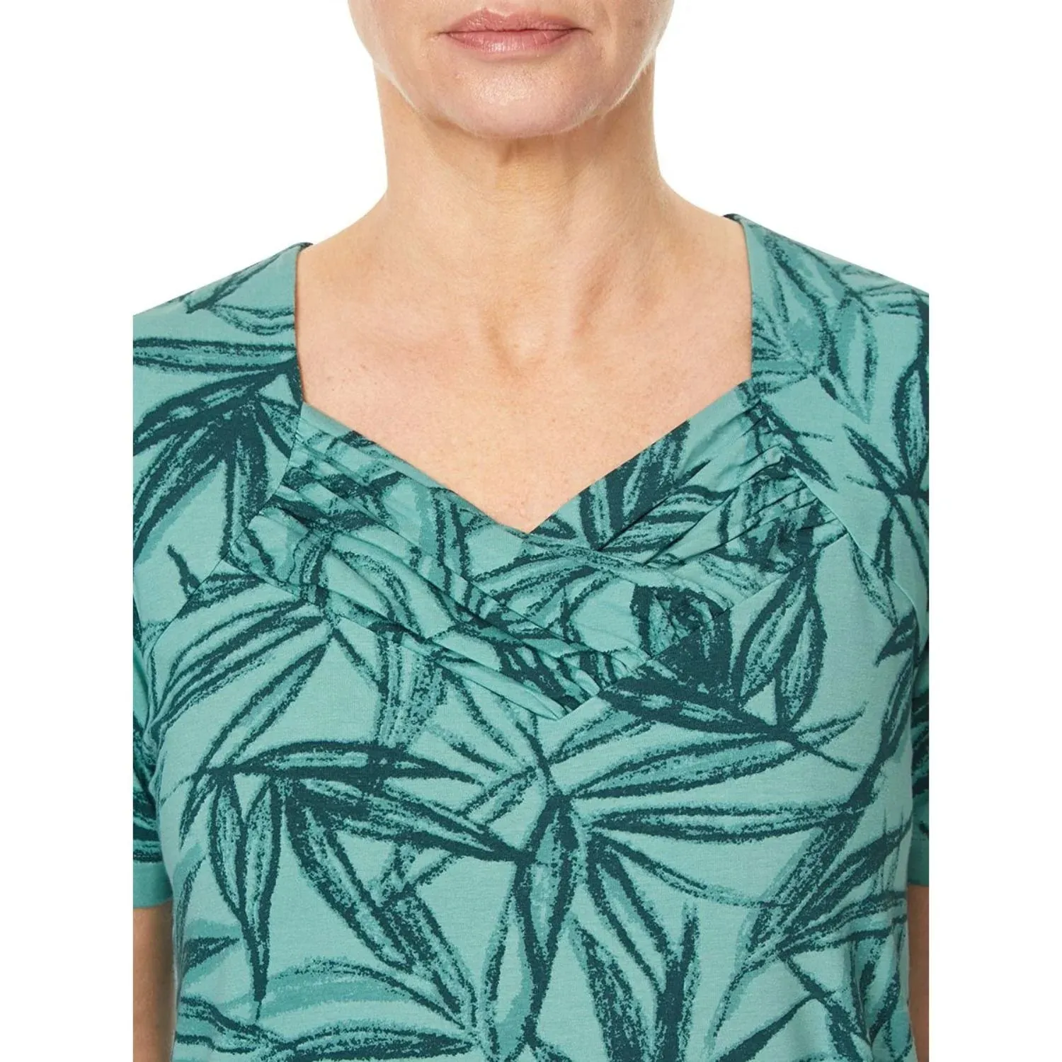 TIGI 14/16 Olive Leaf Ruched Sweetheart Top