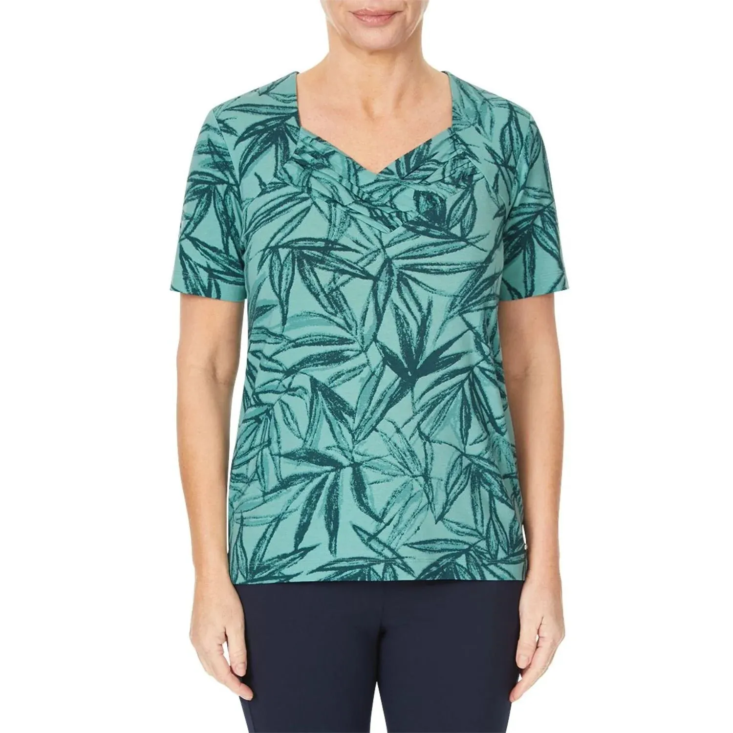 TIGI 14/16 Olive Leaf Ruched Sweetheart Top