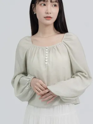 Violette Square Neck Buttoned Blouse