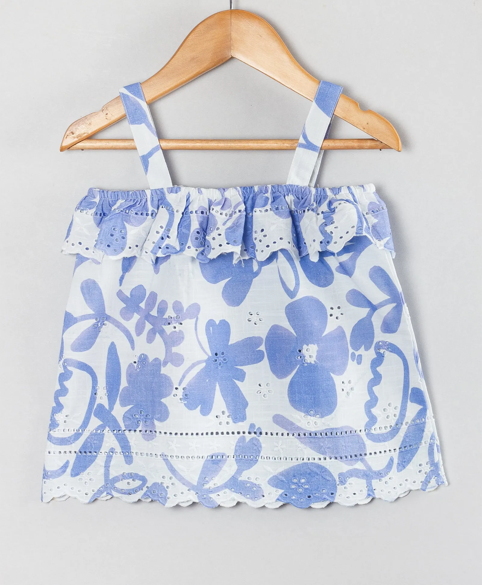 WHITE AND BLUE SCHIFFLI CO-ORD SET