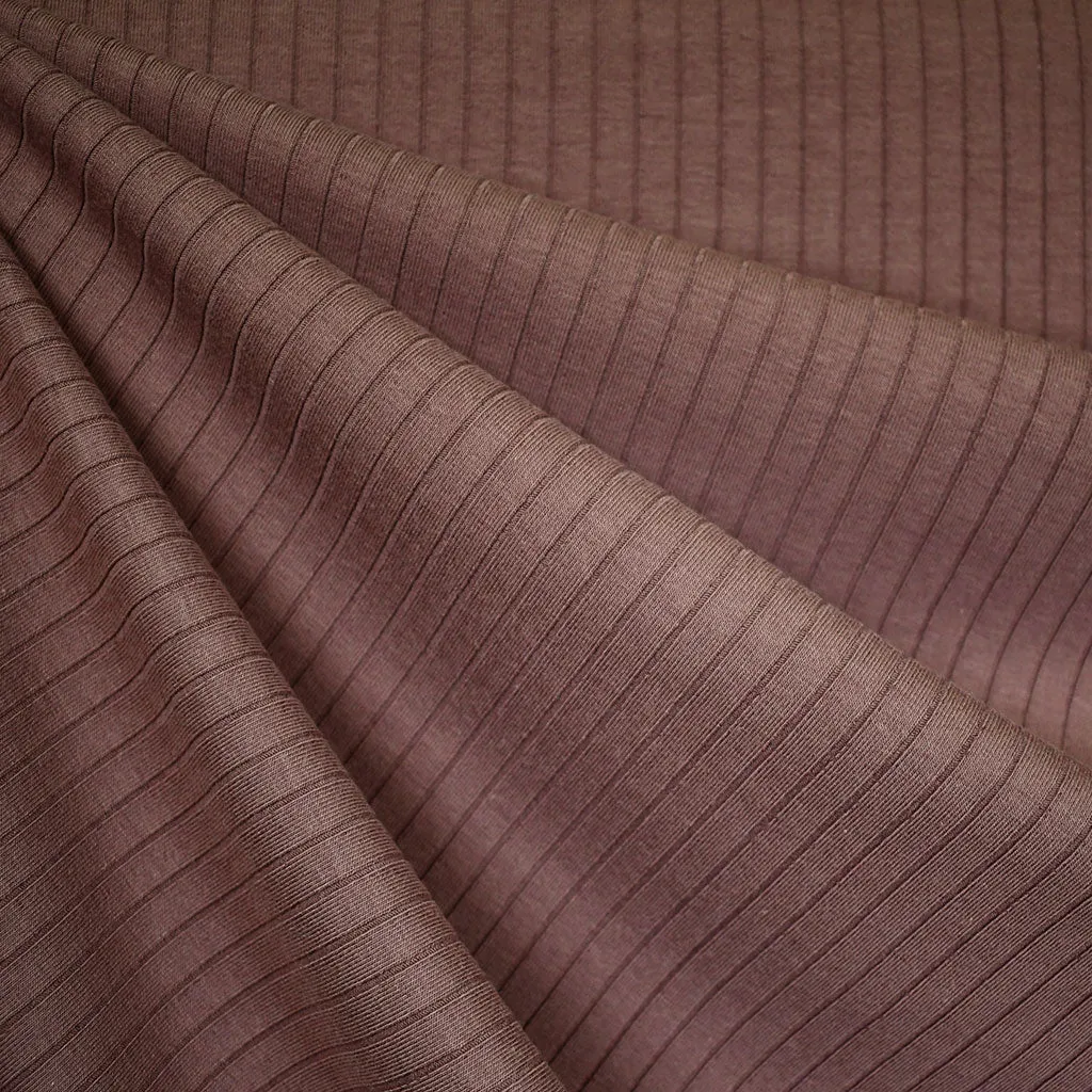 Wide Subtle Rib Knit Solid Raisin