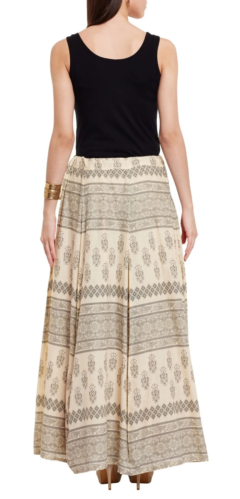 Womens Cotton Printed Skirt Ethnic And Tribal Motifs ,Small,Black