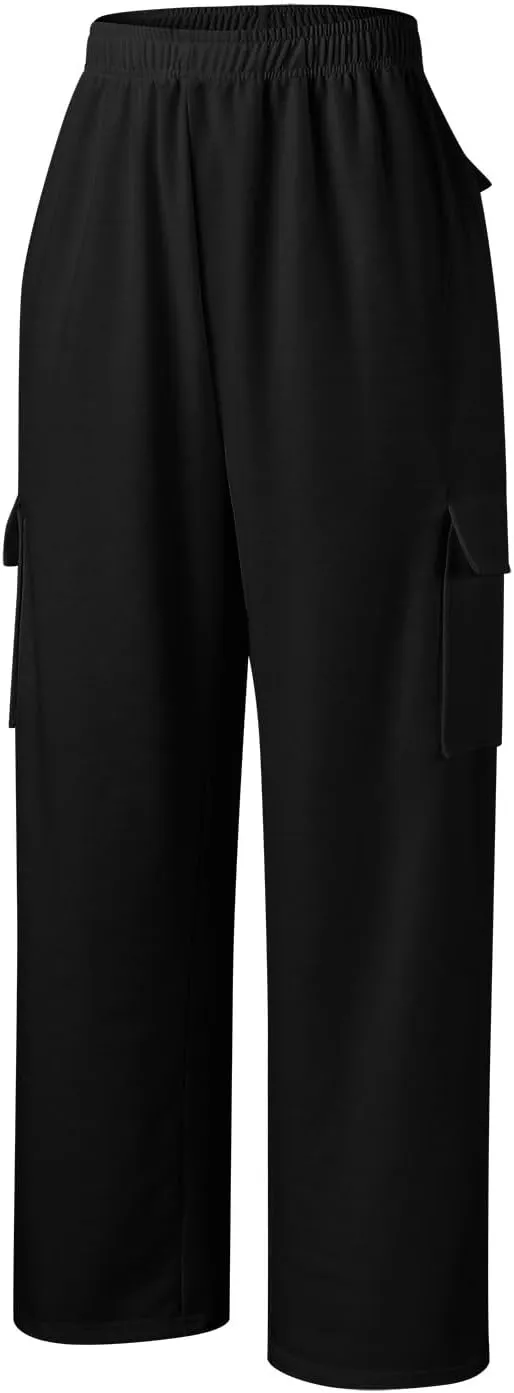 Women's Linen Blend Summer Casual Loose Pants Elastic Waisted Baggy Stretchy Loose Fit Trouser Trendy