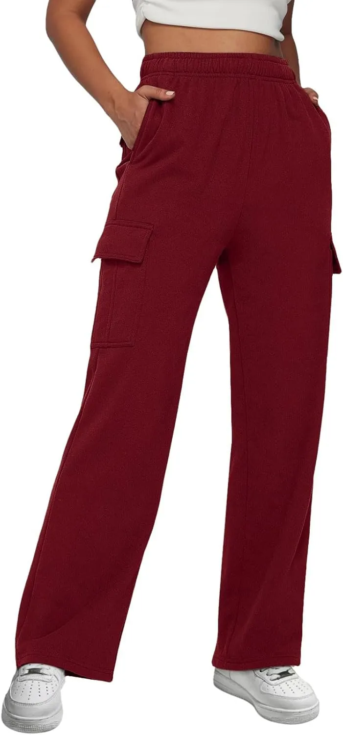 Women's Linen Blend Summer Casual Loose Pants Elastic Waisted Baggy Stretchy Loose Fit Trouser Trendy
