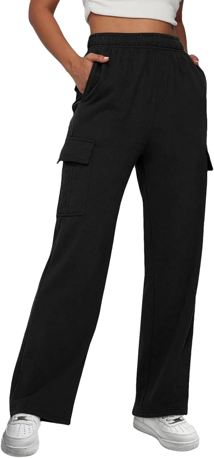 Women's Linen Blend Summer Casual Loose Pants Elastic Waisted Baggy Stretchy Loose Fit Trouser Trendy