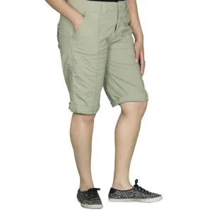 Womens Olive Green Stretched Bermuda Relaxed- fit Short Pants.