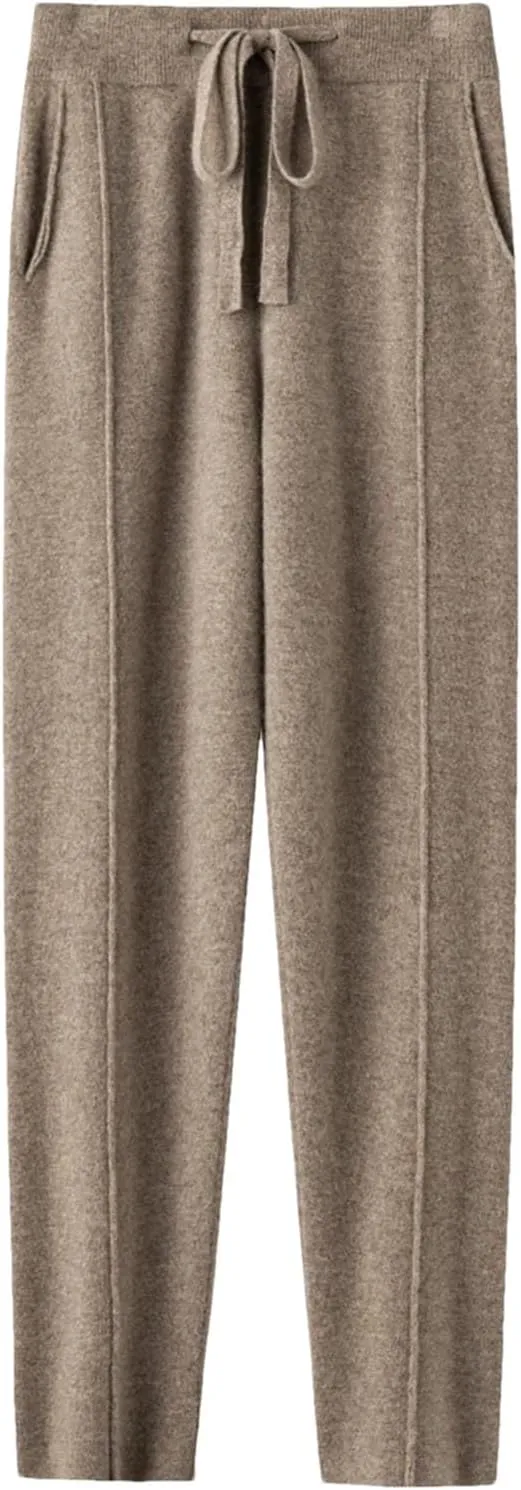 Women's Winter Knitted Harem Pants High Waist Drawstring Loose Warm Wear Trousers